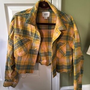 Urban Outfitters BDG Women's Yellow Plaid Cropped Jacket